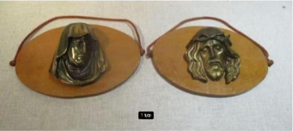 2 Wandbeelden van Maagd Maria en Christus - 26x18, Ophalen of Verzenden