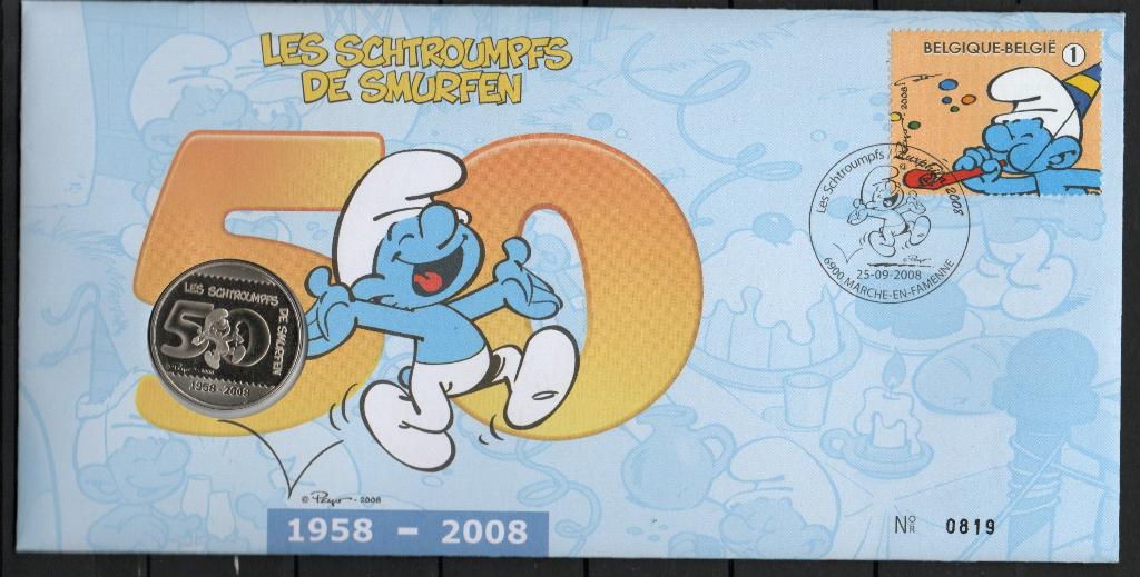Année 2008 : 3811  - Numisletter : Les schtroumpfs, Postzegels en Munten, Ophalen of Verzenden