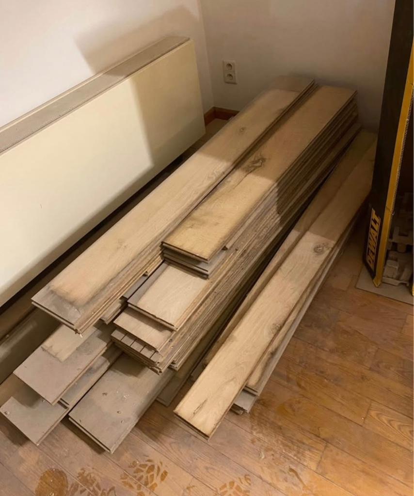 Plancher en chêne - 11m2, Ophalen, Gebruikt, 25 tot 50 mm, Eiken