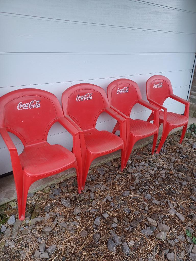 4 chaises Coca Cola, Jardin & Terrasse, Enlèvement ou Envoi, Plastique, Empilable