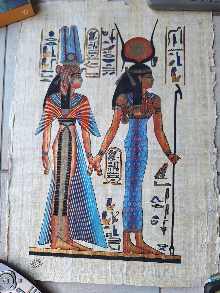 Tekening op papyrus afkomstig uit Egypte., Ophalen of Verzenden
