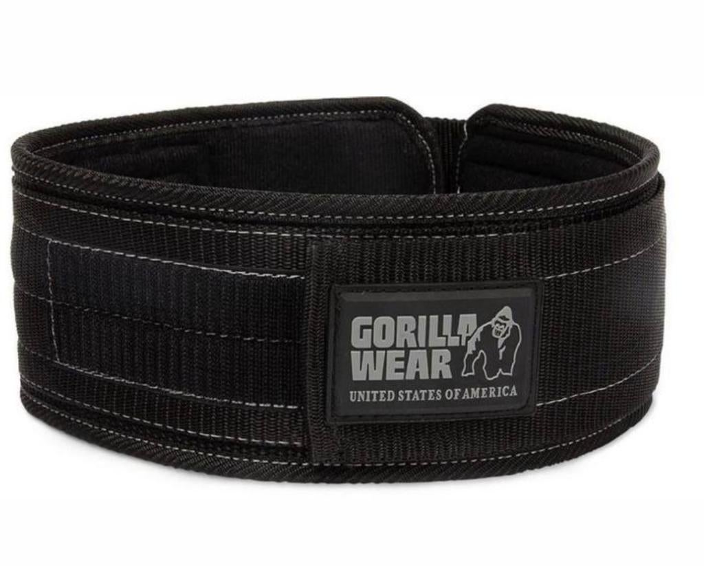 Gorilla Wear 4 inch Nylon Belt - Lifting Belt - S/M - Zwart, Ophalen of Verzenden, Zo goed als nieuw, Buik, Overige typen