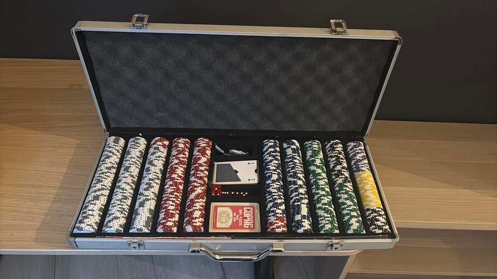 Pokerset met alu-koffer (geen plastiek, wel klei/clay!!), Ophalen of Verzenden, Zo goed als nieuw