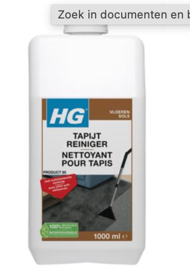 HG tapijtreiniger, Ophalen, Schoonmaakmiddel
