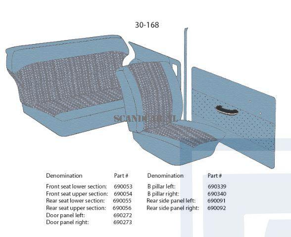 Volvo Bekleding PV544 zijpaneel rechts achter bekleding blau, Enlèvement ou Envoi, Neuf, Volvo