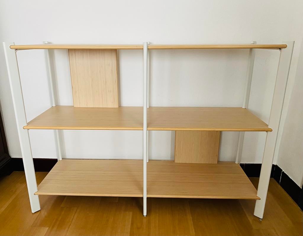 Table d'appoint IKEA JATTESTA blanc/bambou clair, Enlèvement, Comme neuf