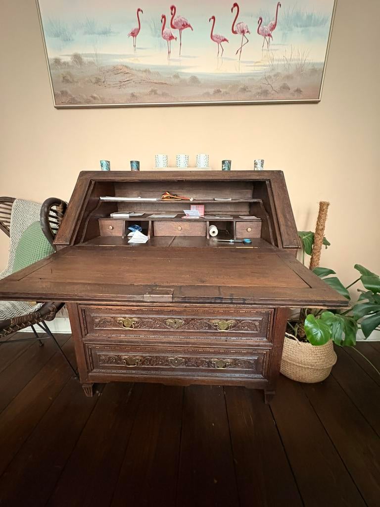 Beau secrétaire ancien en bois - beaucoup de charme, Maison & Meubles, Armoires | Secrétaires, Utilisé, Enlèvement