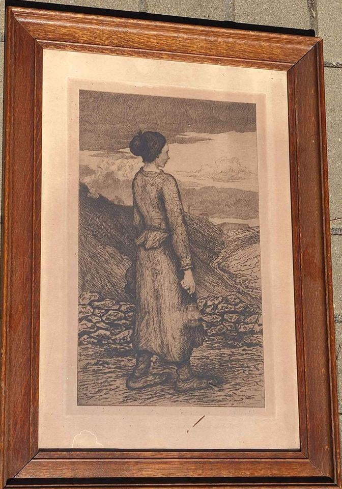 Gravure hiercheuse signe Victor dieu, Antiquités & Art, Art | Eaux-fortes & Gravures, Enlèvement ou Envoi