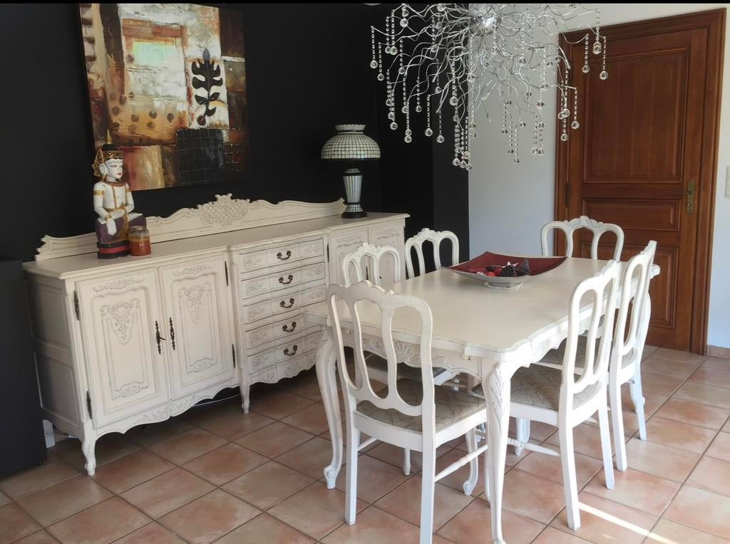 Salle a manger Louis XV patinée, Enlèvement, Utilisé, Louis XV, 6 à 8 chaises