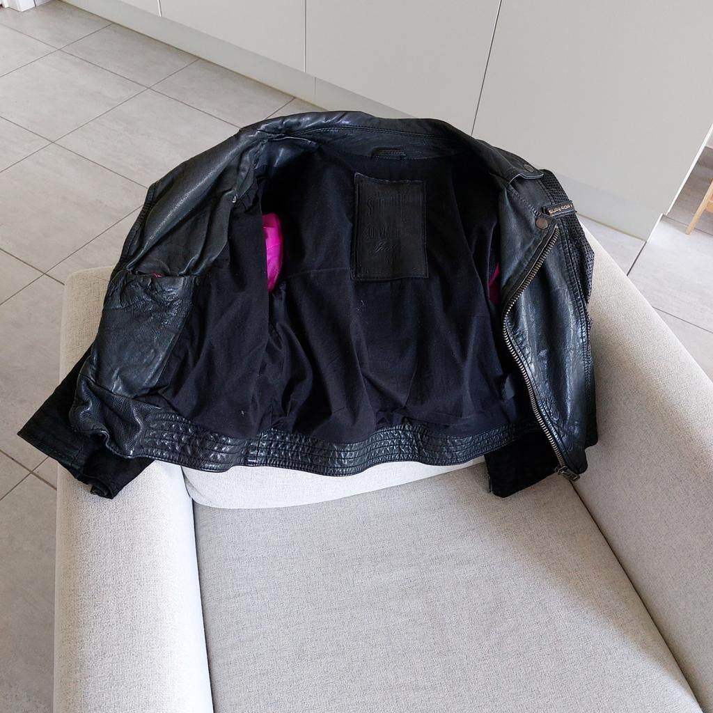 Lederen jasje met halflange mouwen, Dieren en Toebehoren, Hondenkleding, Ophalen