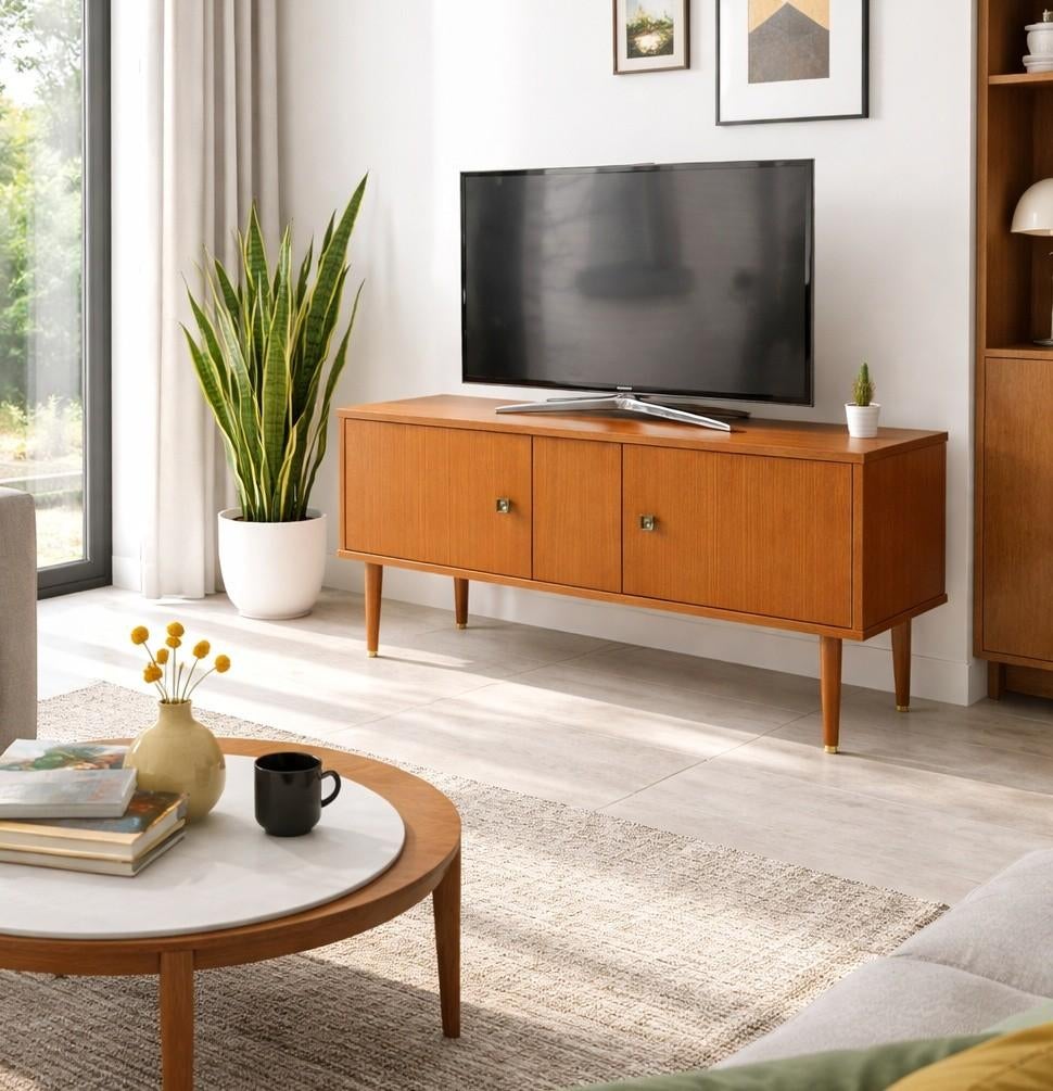 Prachtig vintage teakhouten TV-meubel, Huis en Inrichting, Kasten | Dressoirs, Ophalen, Teakhout, Zo goed als nieuw, Midcentury