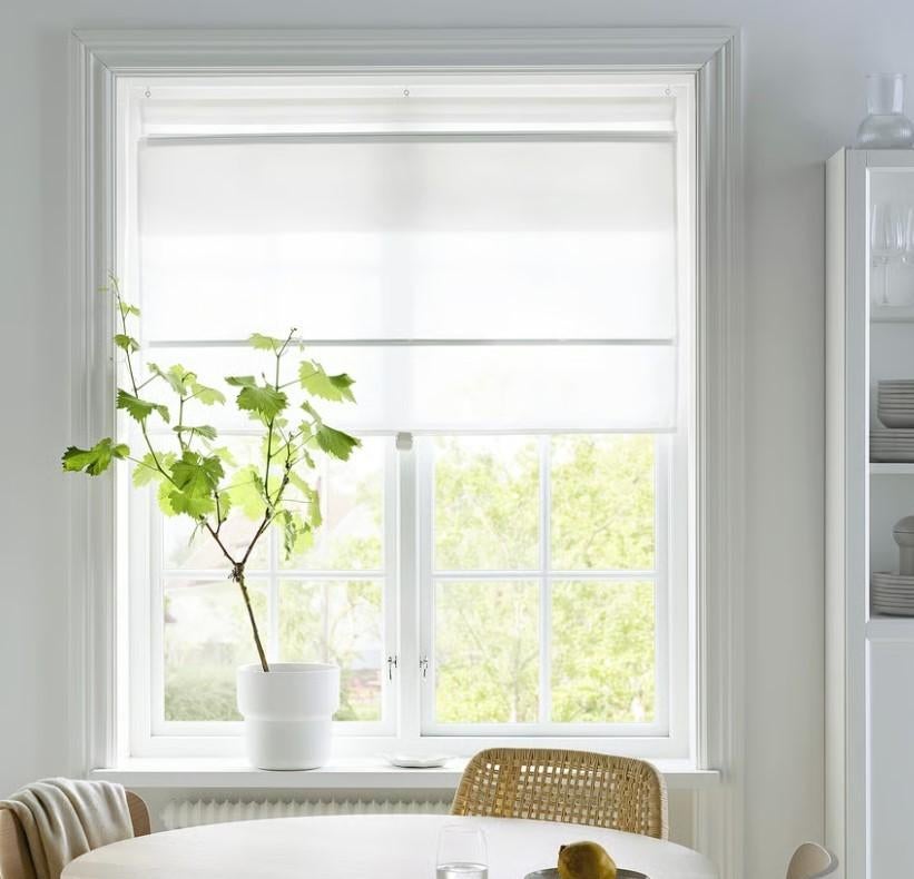 IKEA Ringblomma vouwgordijnen wit 140x160 cm, Maison & Meubles, Ameublement | Rideaux & Stores à lamelles, Comme neuf, 150 à 200 cm