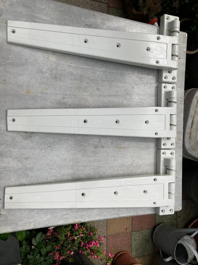 Zware scharnieren 3stuks L58x H23x B6,5 cm voor hekken, Stal, Doe-het-zelf en Bouw, Ophalen, Gebruikt, IJzer, Scharnier