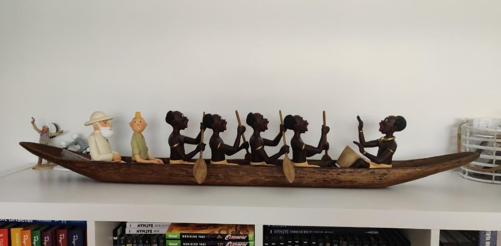 Pirogue Tintin St emett 1 mètre, Enlèvement ou Envoi, Tintin, Comme neuf, Statue ou Figurine