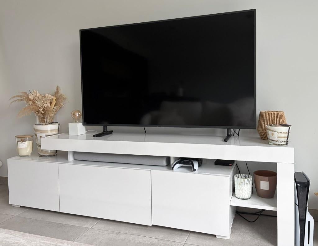 Meuble TV blanc brillant, 25 à 50 cm, 150 à 200 cm, Enlèvement, Utilisé