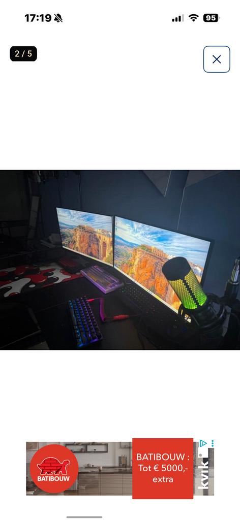 Gaming pc te koop zo goed als nieuw 1 j mee gespeeld, Computers en Software, Monitoren, Ophalen, Zo goed als nieuw, Gaming