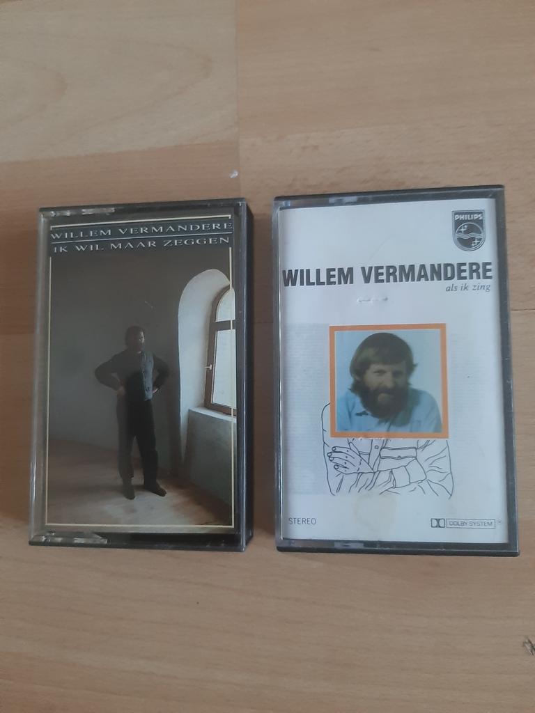 2 cassettebandjes " Willem Vermandere " zeldzaam !, Ophalen, Gebruikt, 2 t/m 25 bandjes, Origineel