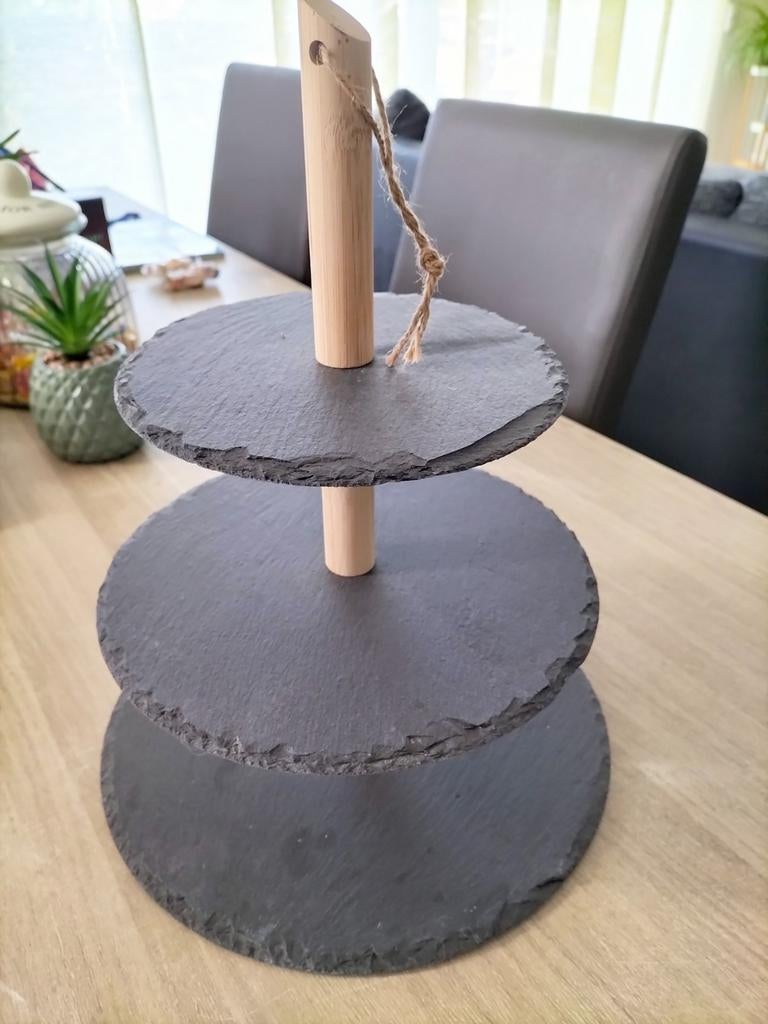 Etagere 3-laags natuursteen, Ophalen of Verzenden