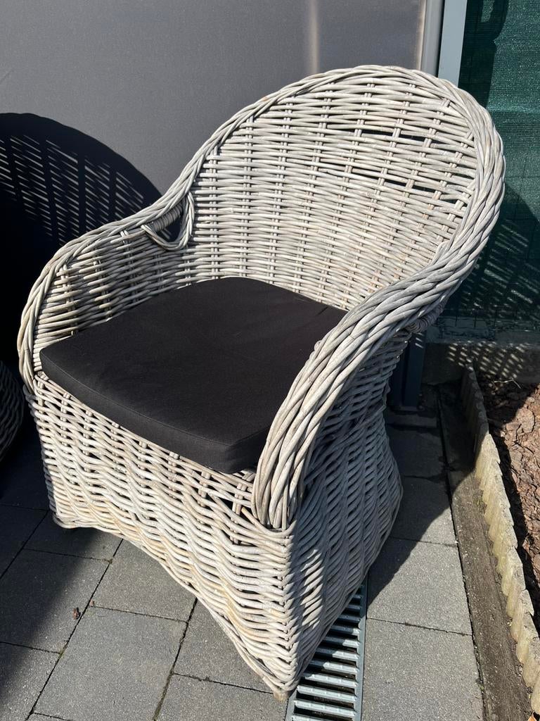 4 rieten tuinstoelen Roma Dining, Tuin en Terras, Ophalen, Gebruikt, Rotan