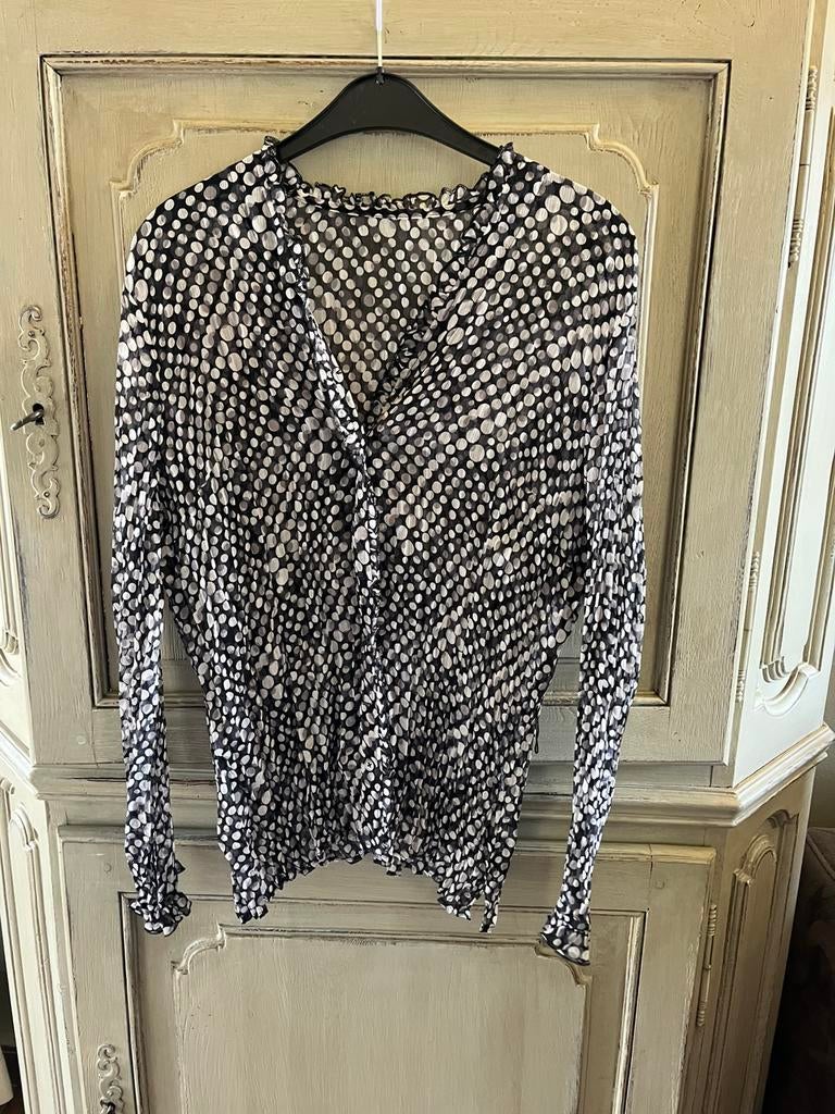 Blouse met bolletjes Maat 42, Kleding | Dames, Blouses en Tunieken, Ophalen of Verzenden, Zo goed als nieuw, Maat 42/44 (L), Wit