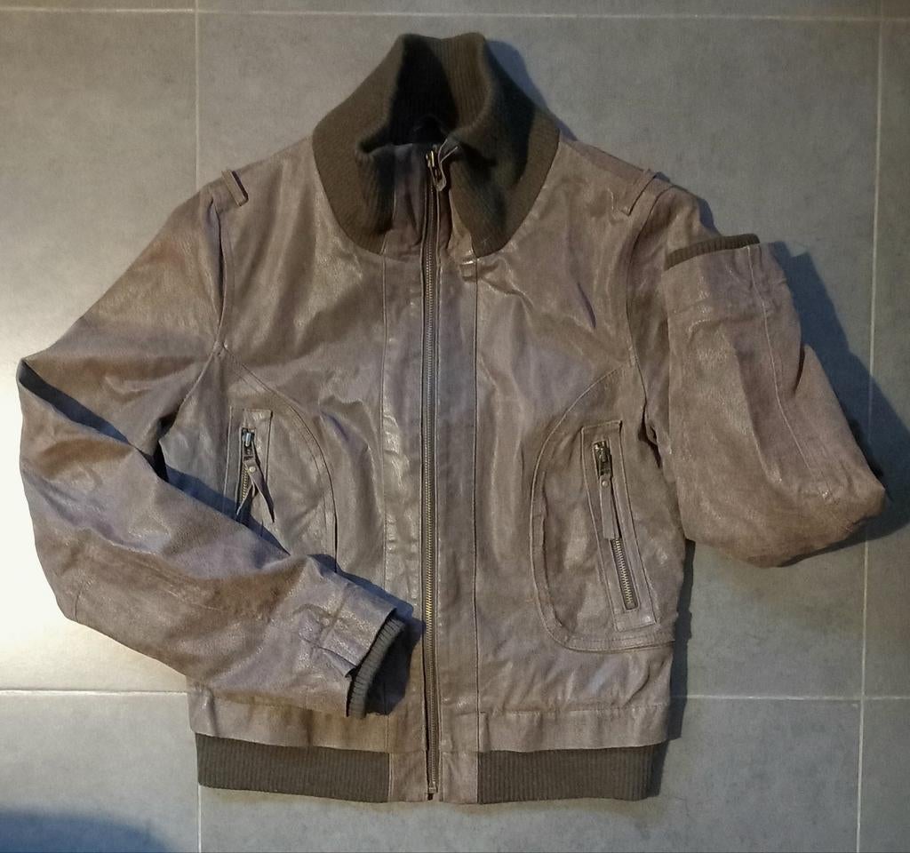 Jas - tussenseizoen - only - 🎀 - leder - L -> 5€, Only, Bruin, Gedragen, Ophalen