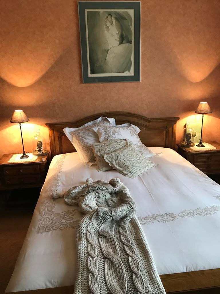 ‼️ 100% MASSIEVE ‼️ FRANSE EIKEN BED MATRAS LATTENBODEM, Ophalen of Verzenden