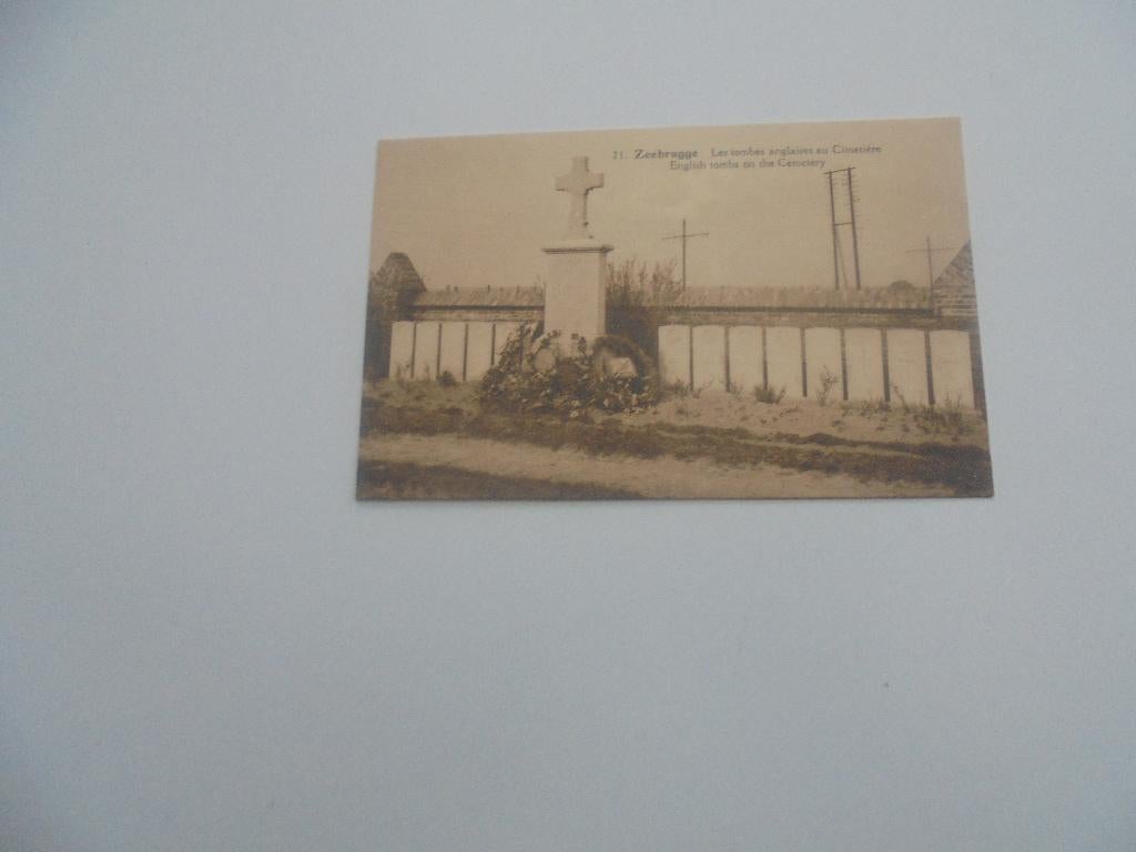 zeebrugge - engels gedenkteken aan het kerkhof, Verzamelen, Postkaarten | België, Ophalen of Verzenden, Voor 1920, Ongelopen, West-Vlaanderen