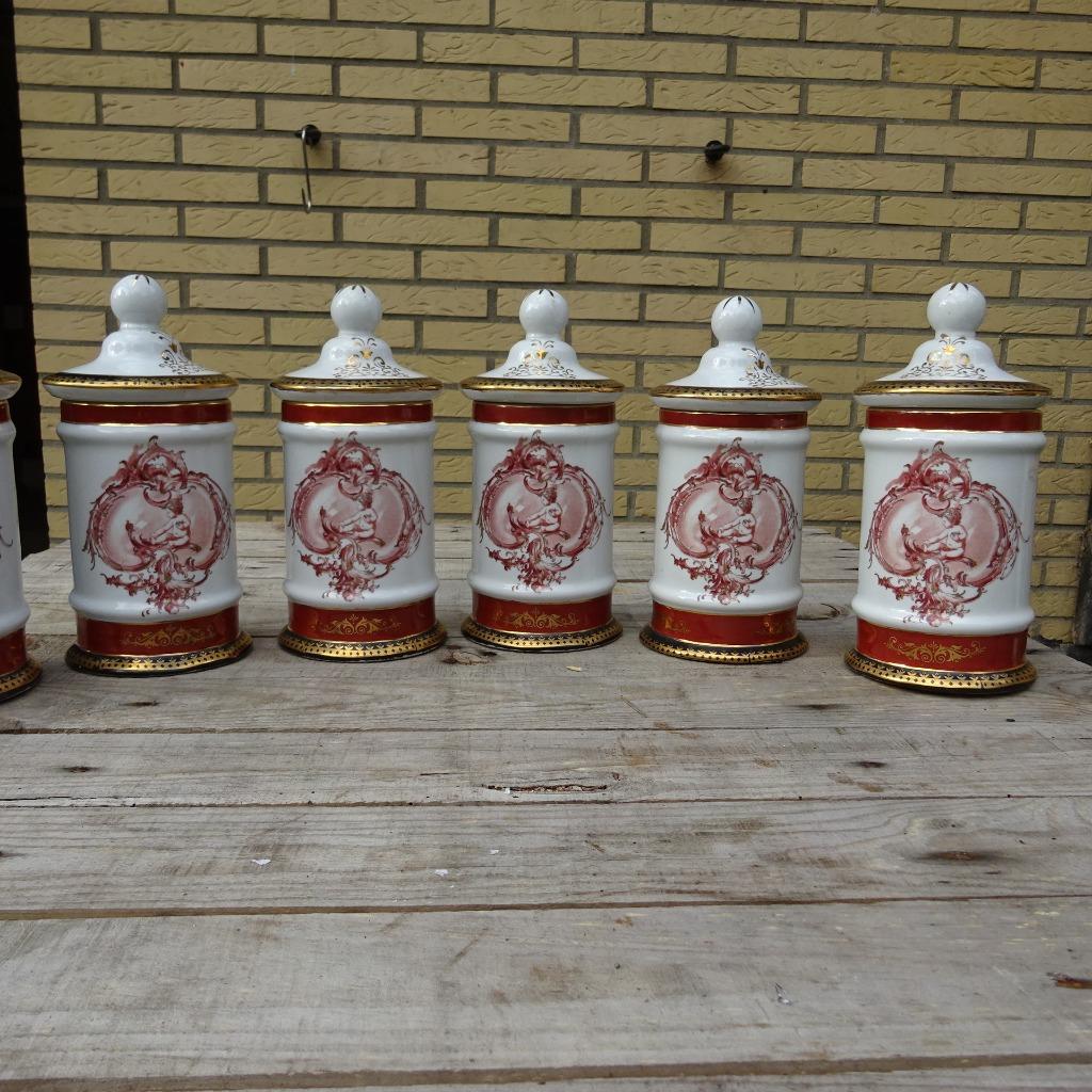 Set van 6 oude voorraadpotten Limoges, Antiek en Kunst, Ophalen of Verzenden