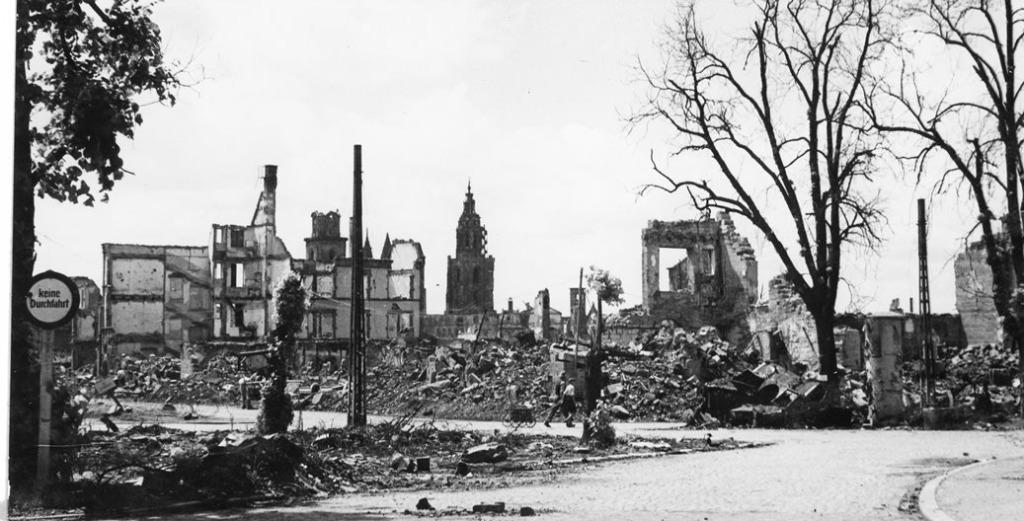 photo orig. - GI US Army - ville allemande bombardée - WW2, Envoi, Armée de terre, Photo ou Poster