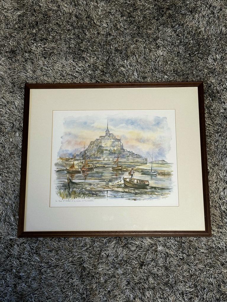 Sfeervolle Kunstdruk-Le Mont St Michel et le rocher de, Ophalen of Verzenden