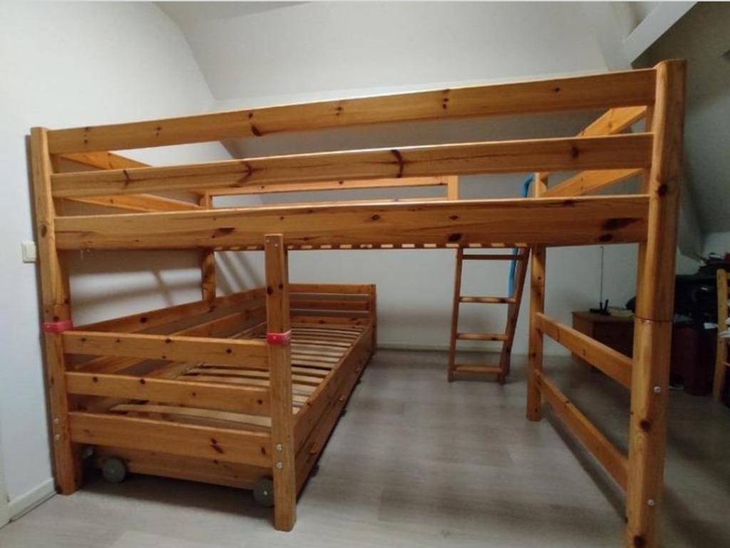 Lits surélevés Classic FLEXA naturel en angle, Enlèvement, Lits superposés