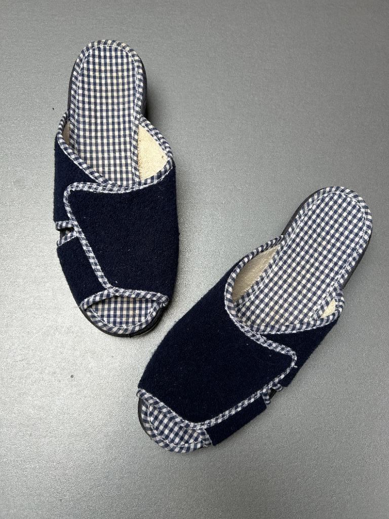 Mules bleues vichy - Pointure 38 *, Enlèvement ou Envoi, Sans marque, Comme neuf, Pantoufles