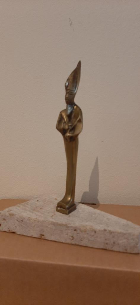 Egyptisch koperen beeldje, heilige, farao? 15cm, Antiek en Kunst, Ophalen of Verzenden