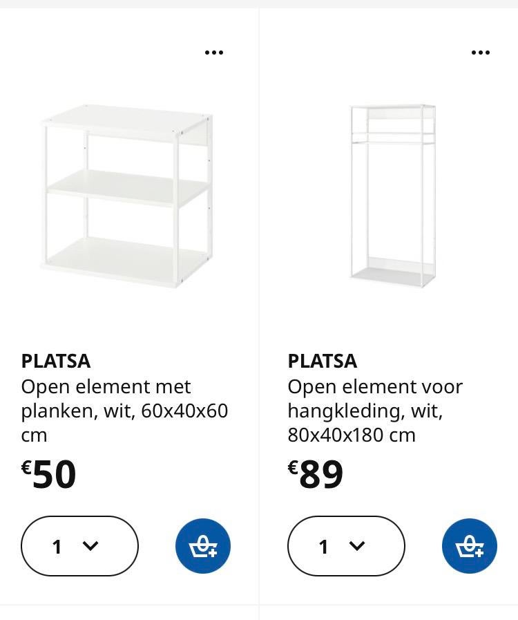 Gezocht: ikea Platsa kasten / open element, Ophalen, Zo goed als nieuw