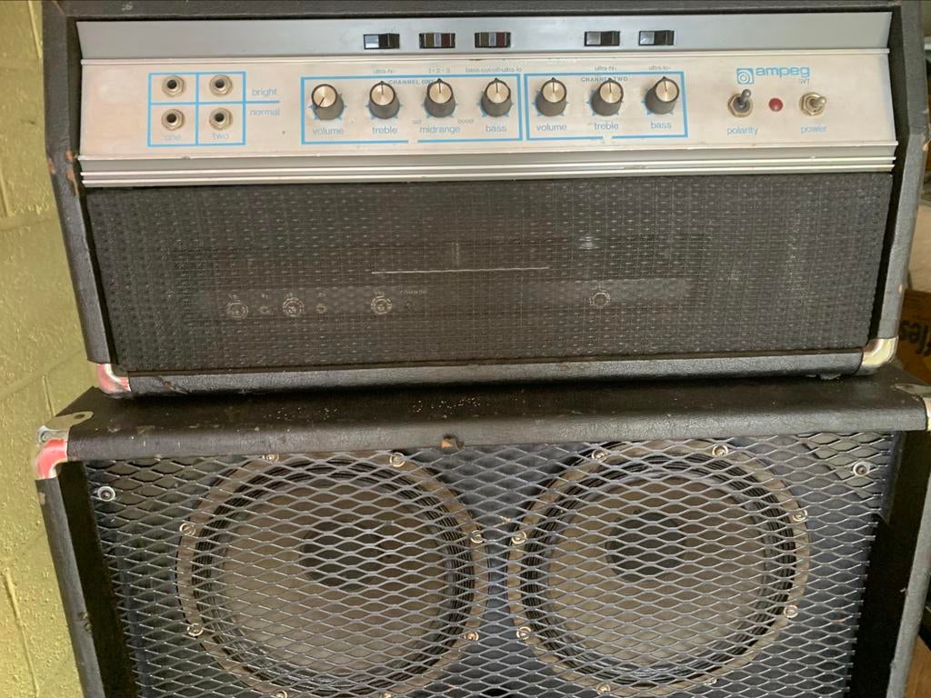 AMPEG SVT BLUELINE STACK AMP/TOP + 8X10 CAB VERSIE 1968/70, Muziek en Instrumenten, Versterkers | Bas en Gitaar, Ophalen, Gebruikt
