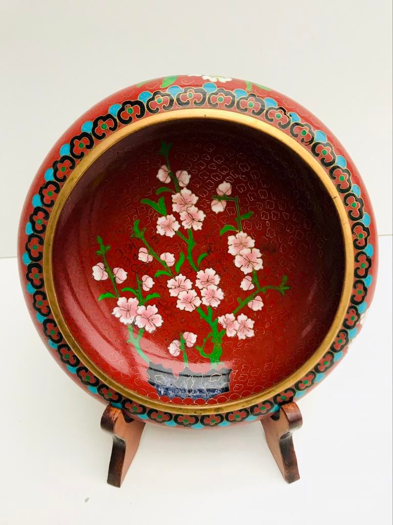 Chinees Cloisonné geemailleerde schaal -penselenwasser china, Ophalen of Verzenden, Gebruikt