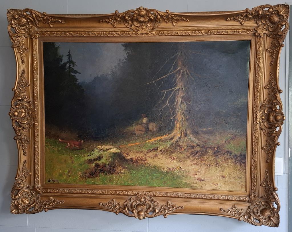 Peinture à l'huile d'une vue sur la forêt par Albert Demoen, Antiquités & Art, Enlèvement