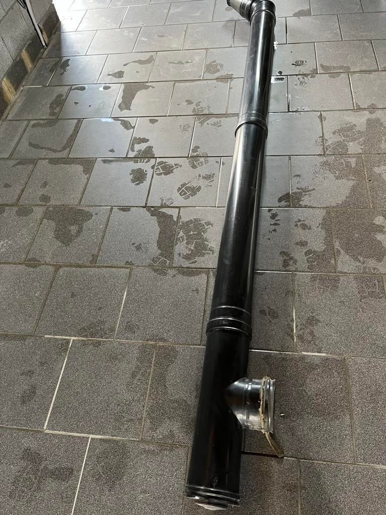 Tuyau double paroi cheminée tubage 140/80 exterieur noir, Enlèvement, Utilisé