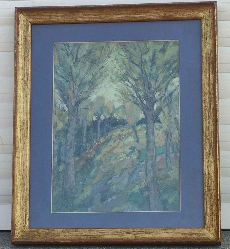 Huile sur panneau sous bois signe jules postel, Ophalen of Verzenden