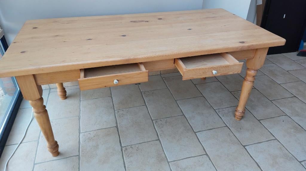 Massief grenen eettafel, Huis en Inrichting, Tafels | Eettafels, Ophalen, Gebruikt, 50 tot 100 cm, Vijf personen of meer