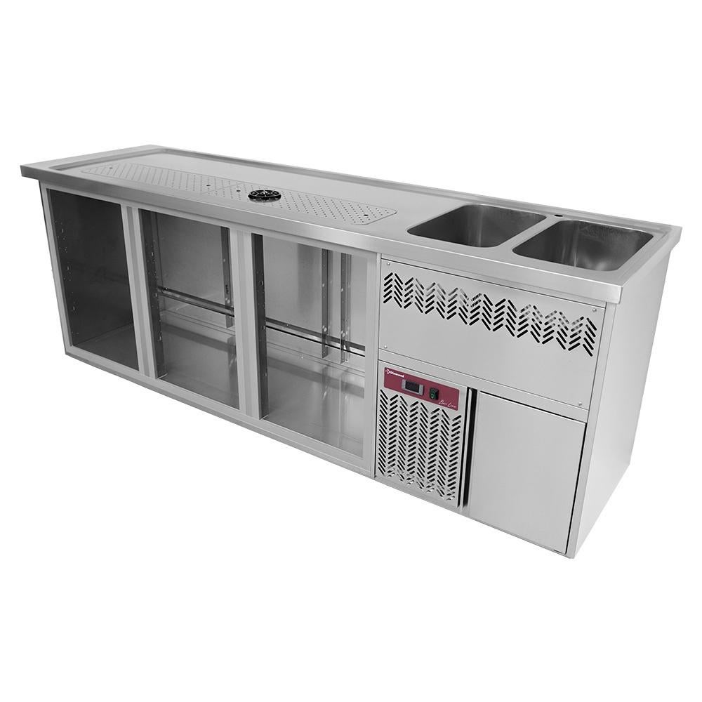 Comptoir bar 3 compartiments, égoutoir+grille, 2 cuves, Enlèvement ou Envoi, Boissons