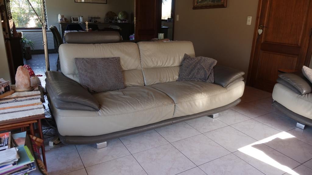 Mooi lederen 3-zit en 2-zit bankstel, Huis en Inrichting, Ophalen, Gebruikt, Leer