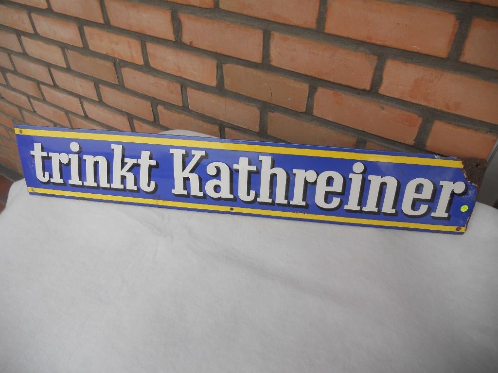einde verzameling : emaille bord "Kathreiner", 1935, nu 69 e, Verzamelen, Verzenden, Gebruikt, Reclamebord