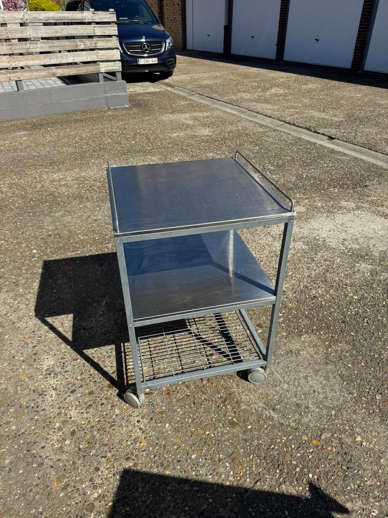 RVS werktafel op wielen – 55x55x80 cm – horeca, Ophalen