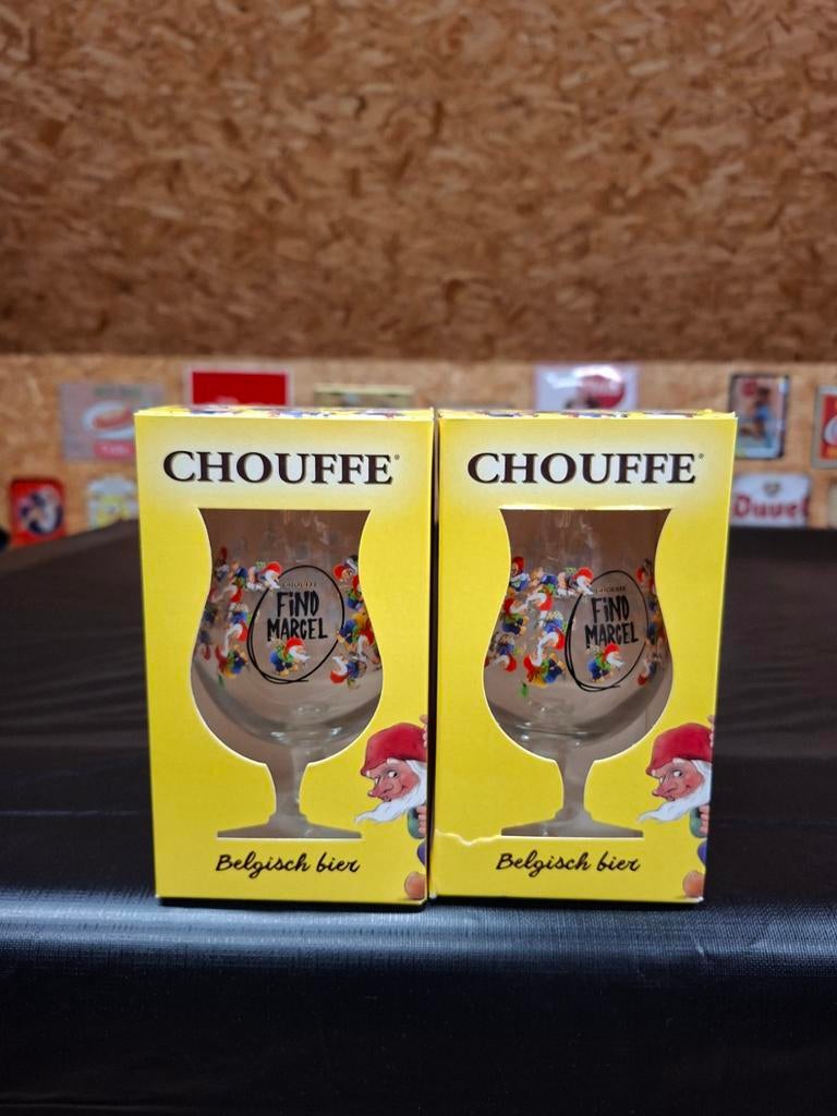 La Chouffe 'Find Marcel' glazen, Verzamelen, Ophalen of Verzenden, Nieuw, Bierglas