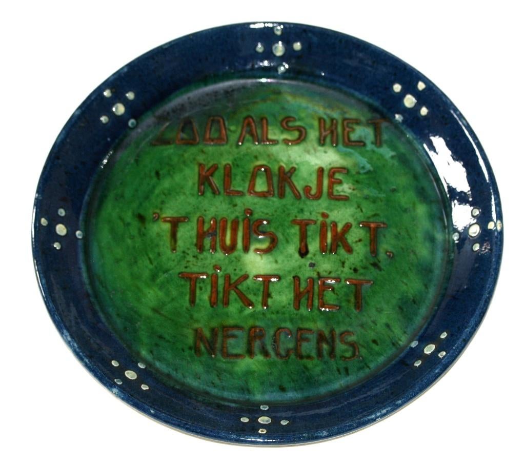 Antieke Grote bord Vlaamse aardewerk 30 cm, Antiek en Kunst, Ophalen of Verzenden