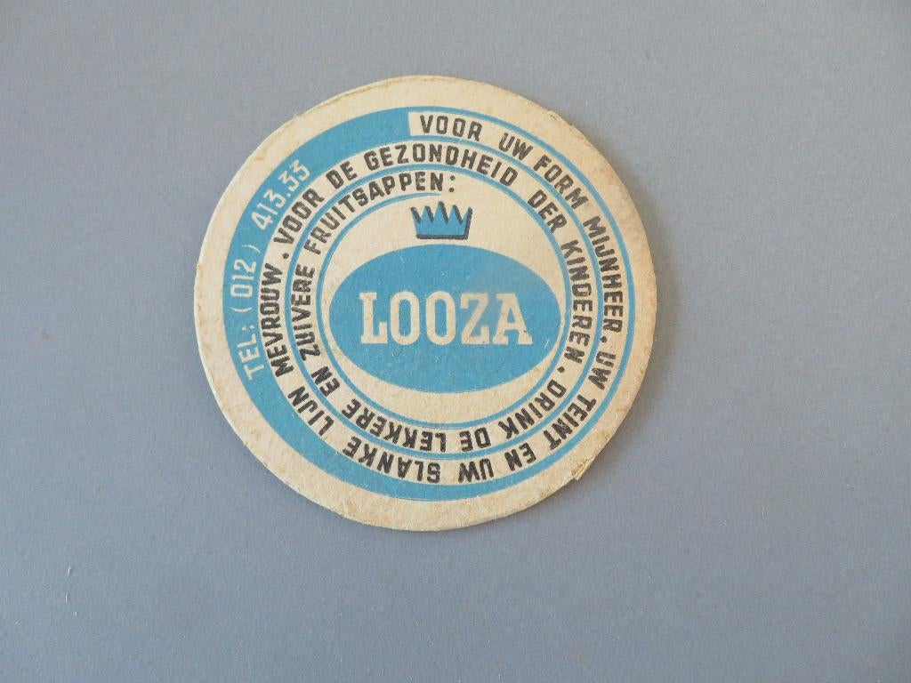 oud bierviltje Looza dubbelzijdig blauw rood, Ophalen of Verzenden, Zo goed als nieuw, Viltje(s), Overige merken