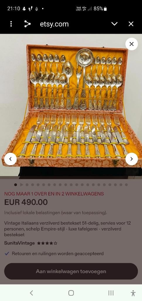 Vintage Italiaans verzilverd bestekset 51-delig,, Antiek en Kunst, Ophalen of Verzenden