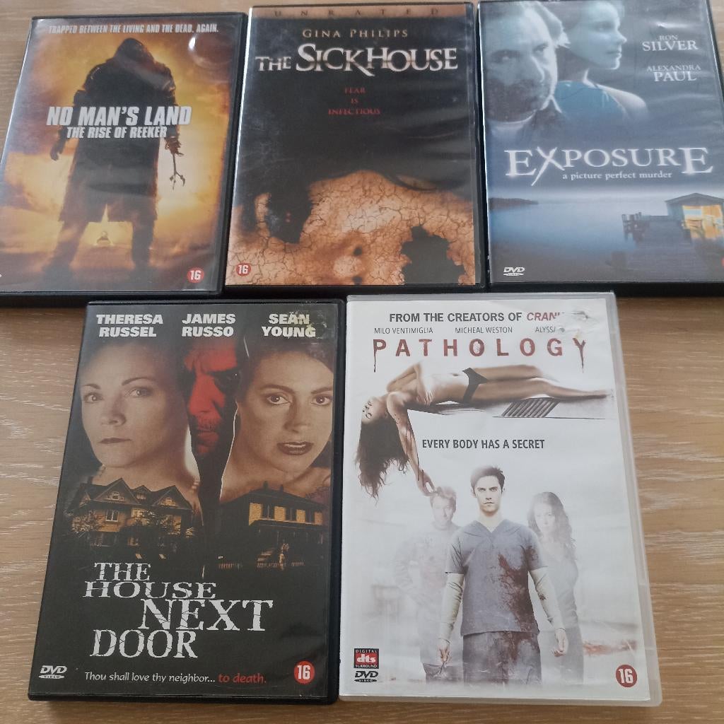 5 dvd genre triller, horror , 2,50 € voor 5 dvd, Cd's en Dvd's, Dvd's | Horror, Ophalen of Verzenden