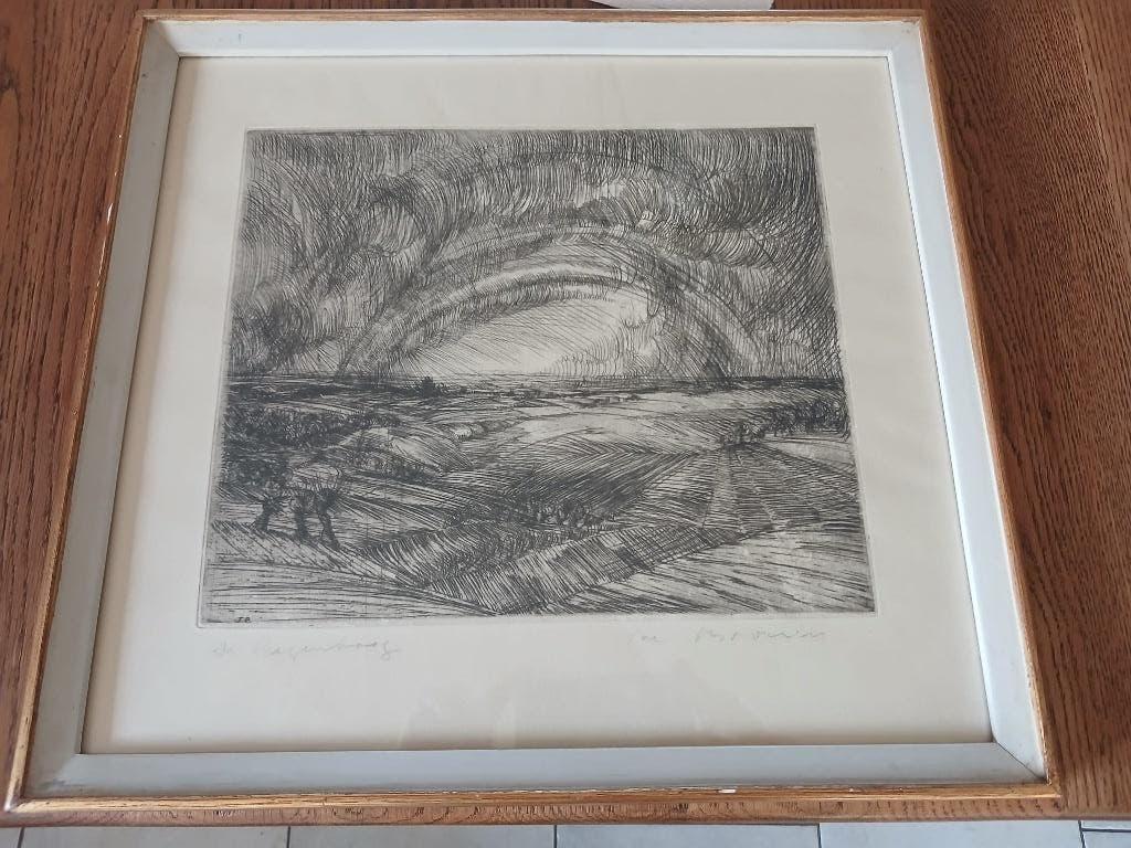 Ets de Regenboog Door Jacques Boonen, Antiek en Kunst, Ophalen of Verzenden, Ets, Gesigneerd